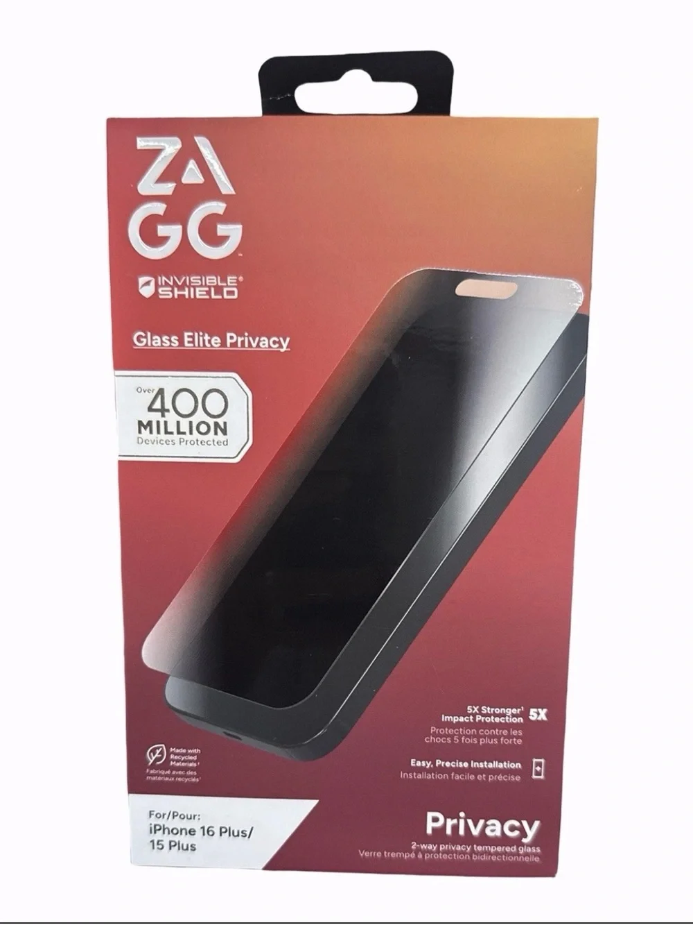 ZAGG Glass Elite Privacy Screen Protector Apple iPhone 16 Plus, iPhone 15 Plus